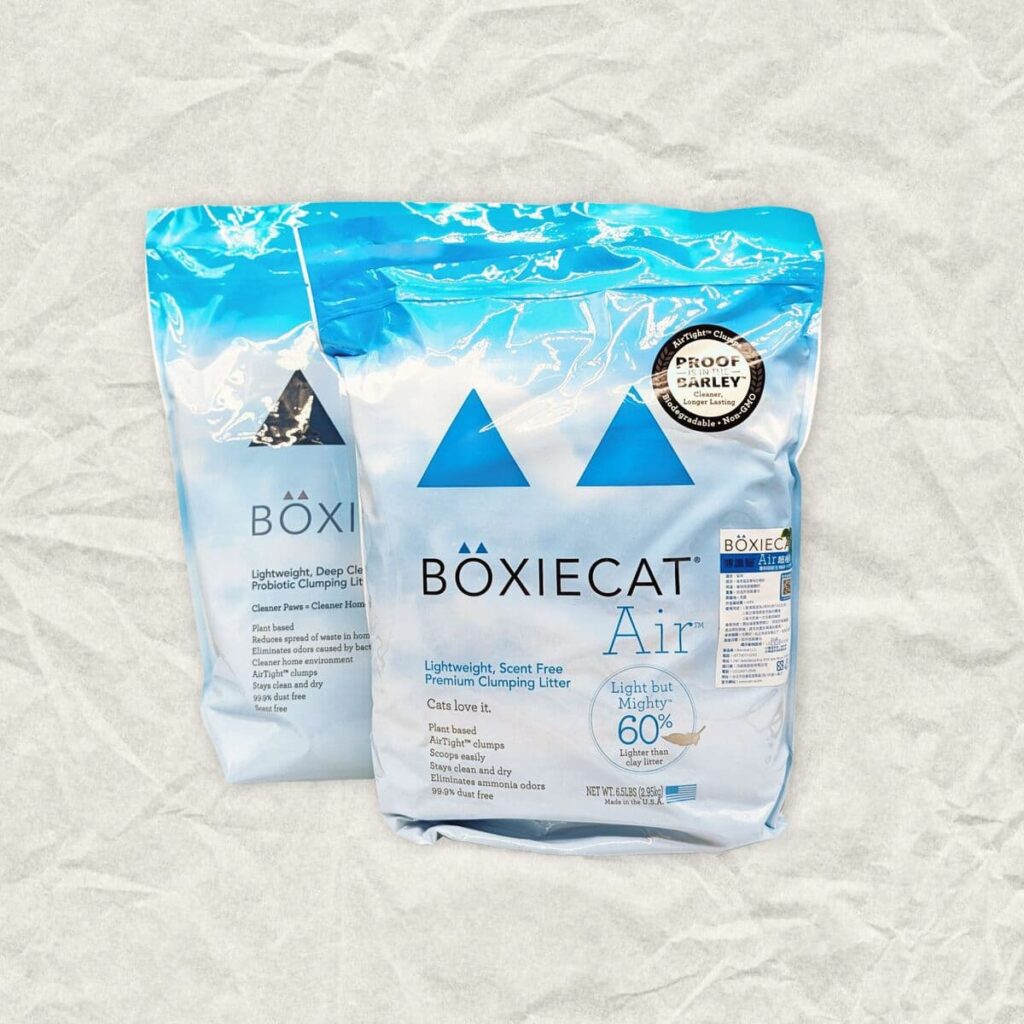 美國動物醫院指定使用｜BOXIECAT博識貓｜Air超植砂，臭藍專利凝結生物砂、黑益生菌Plus專利凝結生物砂，更輕、更耐、更省量-AG吃貨