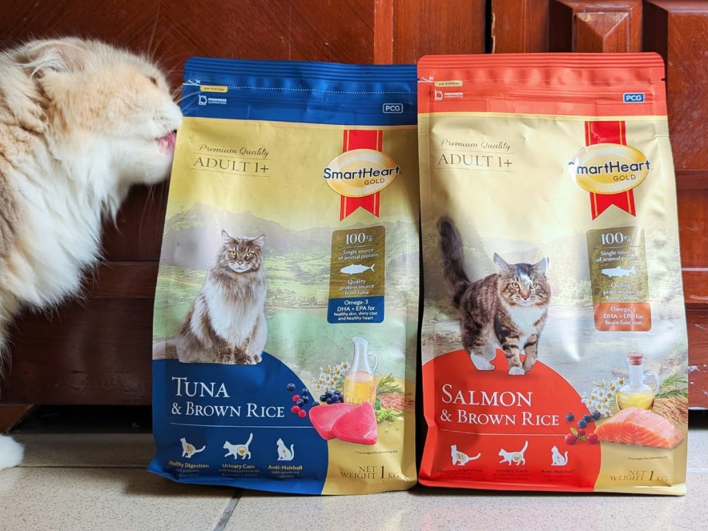 單一肉源飼料開箱｜慧心自然系列（極地鮭魚+糙米 vs 深海鮪魚+糙米）12歲挑嘴貓小花來開箱-AG吃貨