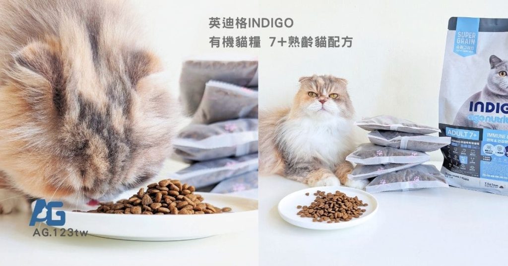 熟齡貓飼料開箱｜挑嘴13歲摺耳貓也願意主動吃！INDIGO英迪格有機貓糧7+開箱分享｜英迪格貓飼料評價-AG吃貨
